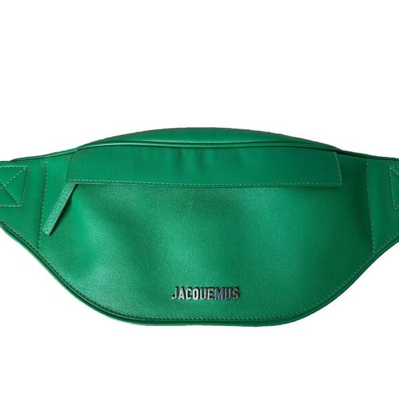Jacquemus La Banane Meunier Bumbag Belt Bag Kelly Green Crossbody Silver Logo - Picture 6 of 15